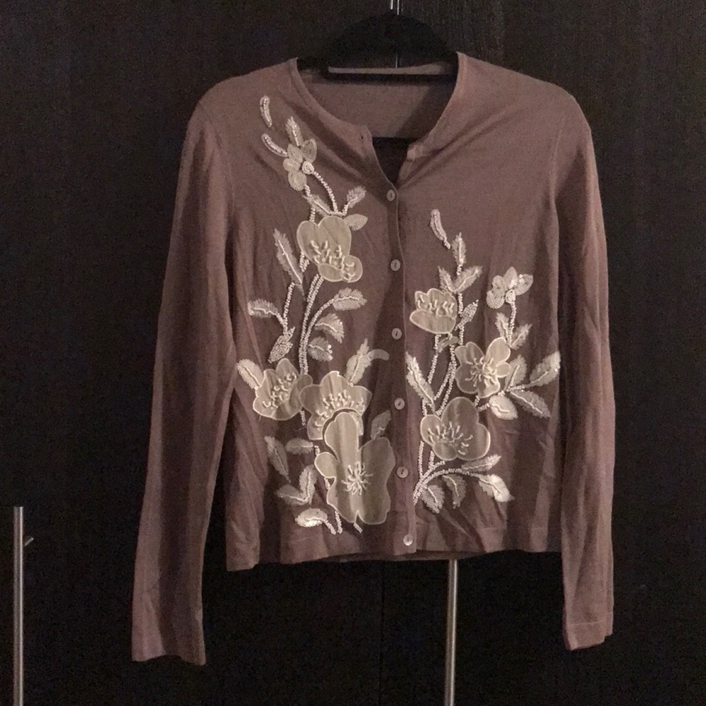 St. John Couture Beaded Floral Cardigan